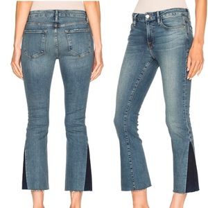 Frame Le Crop Mini Boot Flare Raw Edge Jeans in Austin